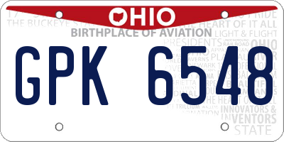 OH license plate GPK6548