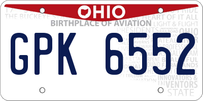 OH license plate GPK6552