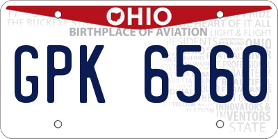 OH license plate GPK6560