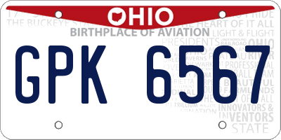 OH license plate GPK6567