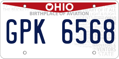 OH license plate GPK6568