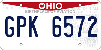 OH license plate GPK6572