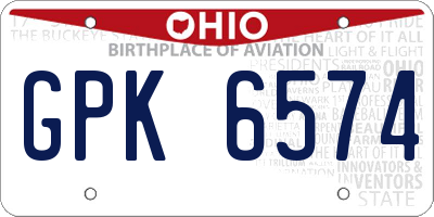 OH license plate GPK6574