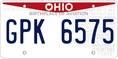 OH license plate GPK6575
