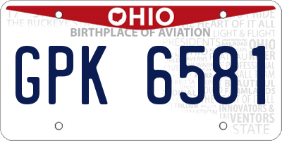 OH license plate GPK6581