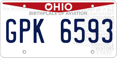 OH license plate GPK6593