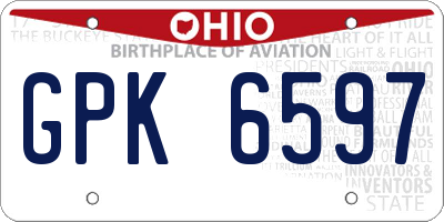 OH license plate GPK6597