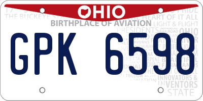 OH license plate GPK6598