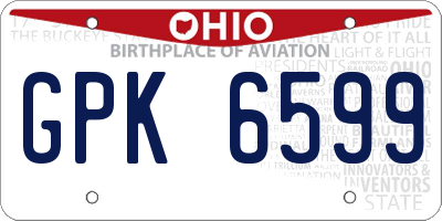OH license plate GPK6599