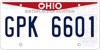 OH license plate GPK6601