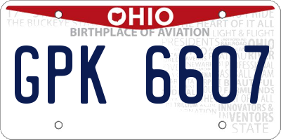 OH license plate GPK6607