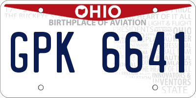 OH license plate GPK6641