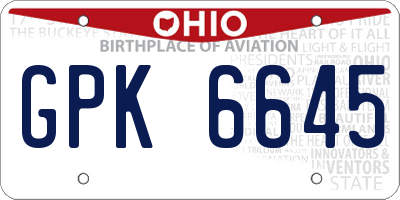 OH license plate GPK6645