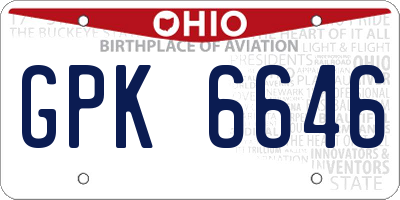 OH license plate GPK6646