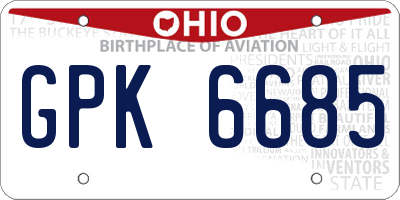 OH license plate GPK6685