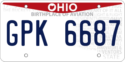 OH license plate GPK6687