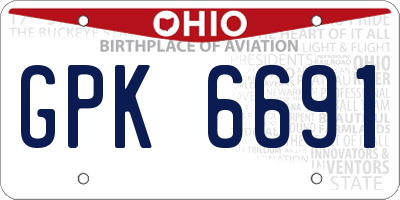 OH license plate GPK6691