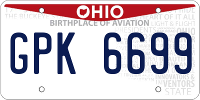 OH license plate GPK6699