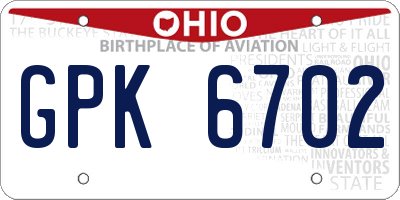 OH license plate GPK6702