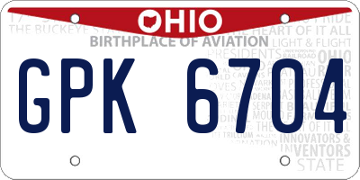 OH license plate GPK6704