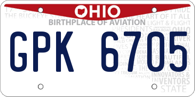 OH license plate GPK6705