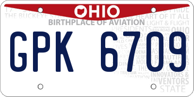 OH license plate GPK6709