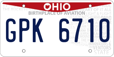 OH license plate GPK6710
