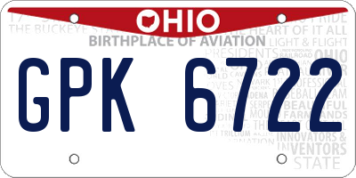 OH license plate GPK6722