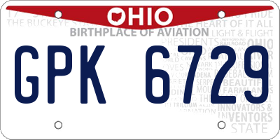 OH license plate GPK6729