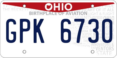 OH license plate GPK6730