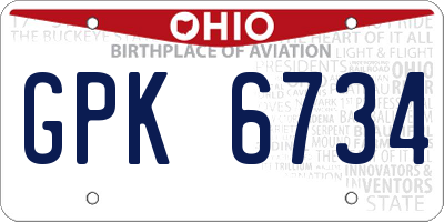 OH license plate GPK6734