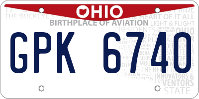 OH license plate GPK6740