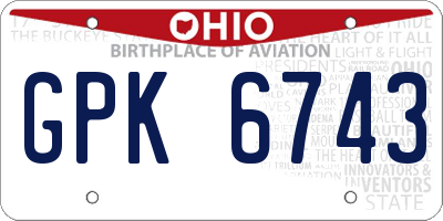 OH license plate GPK6743