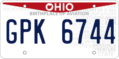 OH license plate GPK6744