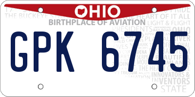 OH license plate GPK6745