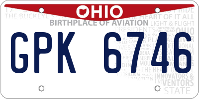 OH license plate GPK6746