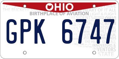 OH license plate GPK6747