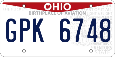 OH license plate GPK6748