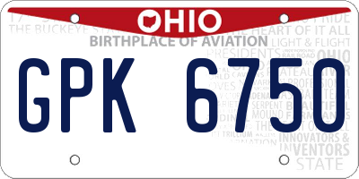 OH license plate GPK6750