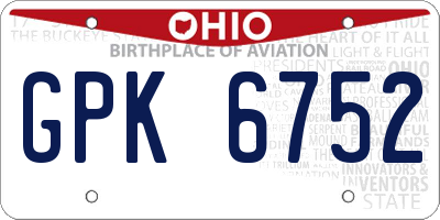 OH license plate GPK6752