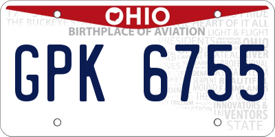 OH license plate GPK6755