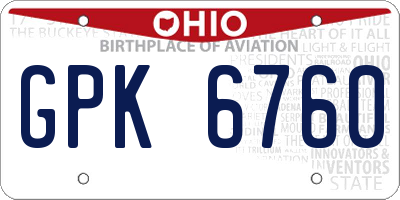 OH license plate GPK6760