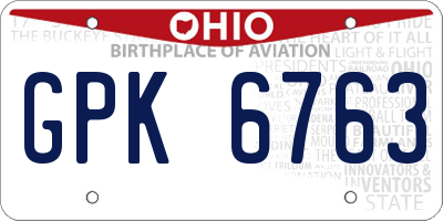 OH license plate GPK6763