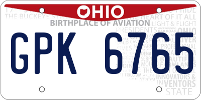 OH license plate GPK6765
