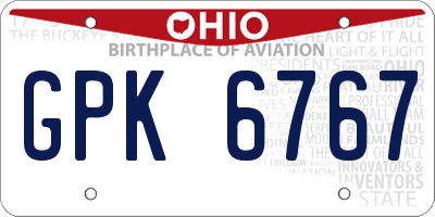 OH license plate GPK6767