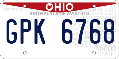 OH license plate GPK6768
