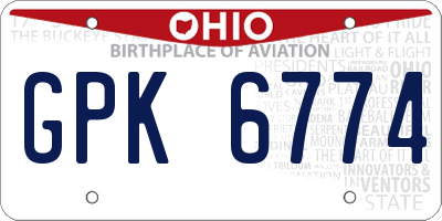 OH license plate GPK6774