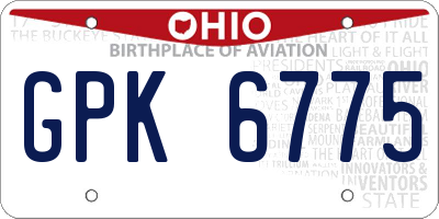 OH license plate GPK6775