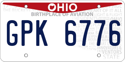 OH license plate GPK6776