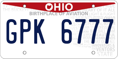 OH license plate GPK6777